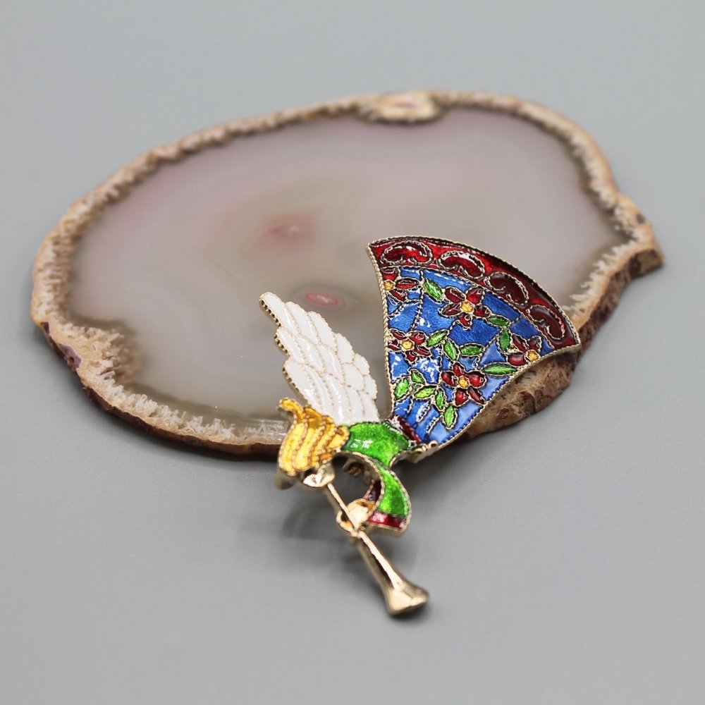 Angel Holidays Christmas pin brooch jewelry pendant necklace gold red green - Picture 4 of 12